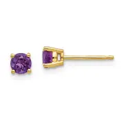14k Yellow Gold 4mm Amethyst Earrings