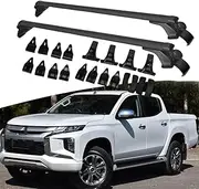 TINIANHHCT Cross Bar Compatible with Mitsubishi Triton 2014-2022 with Naked Roof Crossbar Aluminum Roof Rack for Luggage Kayak Bike Snowboard Black