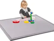 Thicked Play Mat Floor Mat for Baby Kids, Non Slip Nursery Area Rug Coral Velvet Crawling Carpet, Soft Stretch Memory Foam Rugs Pads, Tatami Playmat for Indoor (Grey, 100x100cm)