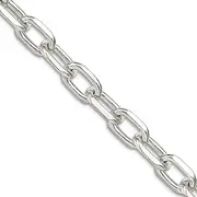 [JewelryWeb] 925 Sterling Silver Solid Polished Diam Cut Open Cable Chain Necklace 51 Centimeters 6.5mm Lobster Claw Chain-Necklace for Women and Men