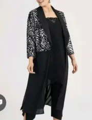 Taking Shape Womens Silver Sequin Longline Jacket Plus Size 14
