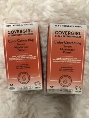 2 COVERGIRL Clean Fresh Skincare Color Correct Serum Moisturizer Primer, BRIGTNG