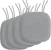 Smarcute Chair Pads for Dining Chairs with SBR Backing and Straps Memory Foam Seat Cushion Non-Skid Chair Pads Honeycomb Pattern (4 Pack, Dark Grey,41X41cm)