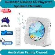 Bluetooth Desktop CD Player w/ Speakers FM Radio USB AUX LED Screen Remote Contr