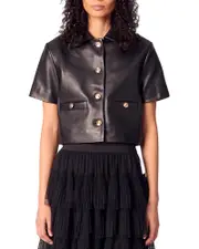 Maje Cropped Leather Jacket