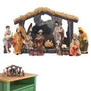 New 12pcs Christmas Manger Nativity Set Real Family Jesus Crafts Statue Decor