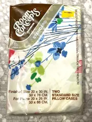 VTG Room Concepts BIBB Retro MOD Floral Cottagecore 2 Standard Pillowcases NOS