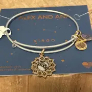 NWT Alex and Ani "VIRGO" Astrology Swarovski Charm Adj Two-Tone Bracelet w/Tag