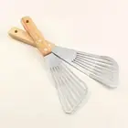 Wooden Handle Slotted Fish Turner Fan-shaped Flipping Frying Spatulas Kitchen