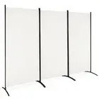 Giantex 3-Panel Room Divider Folding Privacy Screen with Hinges Steel Base Wood