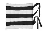 Alfresco Stripe Chair Pads, Set of 2 (Black Stripes) - 40cm