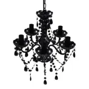 Black Crystal Light 5 Bulb Chandelier Elegant Home Lighting Fixture