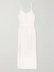 [Retrofête] Retrofête - Rebecca Velvet-trimmed Sequined Chiffon Dress - White - medium medium White