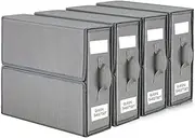 4 Pack Bed Sheet Organisers and Storage, Foldable Sheet Organizer for Linen Closet, Sheets Set Folder Keeper with Clear Window (Queen & King Size) Organizing Bedding Container with Zipper, Gray