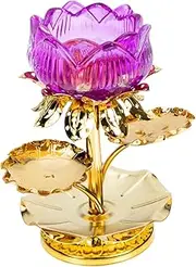 Yardenfun Craftsmanship Glass Lotus Candlestick Table Centerpiece for Dining Room Home Decor