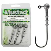 4 x Size 6/0 20gm Mustad Big Game Jig Heads - Black Nickel Ultra Point Hooks