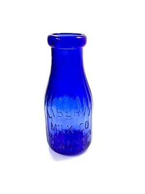 Colbalt Blue Liberty Bell Glass Milk Bottle