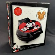 Mickey Mouse 7" Round Waffle Maker Ceramic Non-Stick Cooking Plates NEW in Box