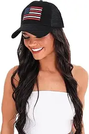 [AWAYTR] American Flag Trucker Hat for Men Women Adjustable Snapback Mesh Baseball Cap Patriotic USA Design for 4th of July