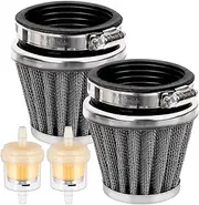 Glarks 4Pcs 54mm Universal Air Filter with Fuel Filter, Motorcycle Cone Intake Breather Cleaner Replacement Compatible with 50cc 110cc 125cc 150cc 200cc Atvs Dirt Bikes Go Kart
