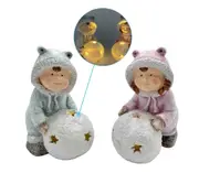 bulk 12 Xmas Child W Led Light Up Ball 2 Assort Decoration 13x16cm