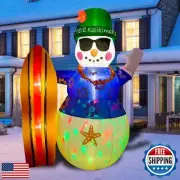 BLOWOUT FUN 8ft Christmas Decoration Inflatable Summer Hawaii Snowman with Su