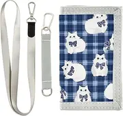 [Yoogain] Blue White Cute Cats mens wallet cool gifts unique billfold wallet with lanyard, blue white cute cats, 1 size, Fashion