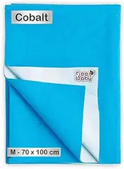 Beebaby UltraDry Baby Waterproof Bed Protector/Dry Sheet. 0M+ | Soft Touch. (Cobalt Blue, Medium) (100 x 70 cm)
