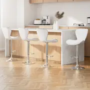4x Artiss Bar Stools Gas Lift Leather Seat White