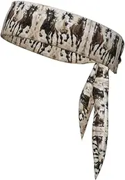 [YANYU] Horses Running Art Print Sports Head Tie Sweat Wicking Head Tie Quick Dry Adjustable for Men and Women