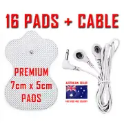 Omron compatible TENS ELECTRODE PADS CABLE + 16 PREMIUM 7cm x 5cm PADS ⭐⭐⭐⭐⭐