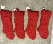 4 Hobby Lobby Red Cable Knit Christmas Stocking NWT