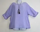 Lagenlook Ladies / Womens 100% Cotton Top & Necklace One size: Regular (12 -16)
