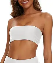 [Bellecarrie] Women Bandeau Bikini Top Only Strapless Bathing Suit Top with Complimentary Strap