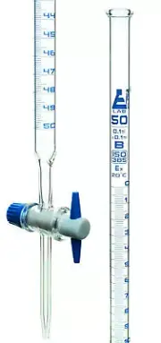 Burette, 50mL - Class B - PTFE Stopcock - Borosilicate Glass - Eisco Labs