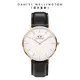 Daniel Wellington DW 手錶 Classic Sheffield 40mm爵士黑真皮皮革錶-白錶盤-玫瑰金框 DW00100007