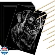 Gersoniel 100 Pieces Scratch Paper Art Set Craft Kits Black Coated Scratchboa