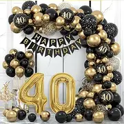 40th Black Gold Balloon Garland Arch Kit Confetti Latex Balloon Happy 40 Year Old Year Old Birthday Party Decor Adults Anniversary