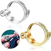 Sibba Knitting Crochet Ring Supplies 2 PCS Blocking Board for Finger Yarn Guide Fixing Line Accessories Crocheting Rings Holder Thimble with Pins Tags Items Adjustable Loop (2 PCS Multi-Colored)