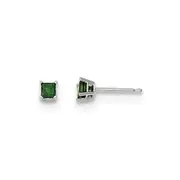 14K White Gold .25ct. Green Real Diamond Stud Earrings