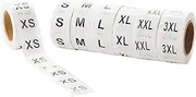 Size Stickers - Size Labels, Adhesive Apparel Circle Stickers, Clothing Stickers, Size Roll Stickers, for Retail, Shop, T-Shirt, Coat, Assorted Size Labels, White, 1 Inch Diameter 3500-Piece, 7 Rolls Mix