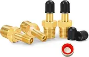 GODESON 1/4" NPT Tank Valve, Anti-Corrosion Brass Schrader Valve with 1/4" Male NPT,Using with Air Compressor Tanks(Pack of 4)