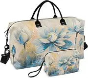 [YXYZRMY] Travel Duffel Bag Abstruct Florals Blue Art Gym Bag Sports Tote Bag with Multiple Interior Pockets Shoulder Weekender Bag for Women Men with Toiletry Bag 20.5”x 7.9”x 13.8, Multi-Colored, one
