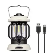 Nevenka Retro Camping Lantern Type C Rechargeable for Outdoors Home Decor-White