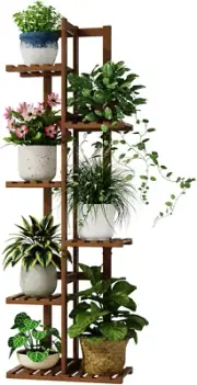 Plant Stand Indoor, 6 Tier Bamboo Corner Plant Shelf for Multiple Plants, Tall T