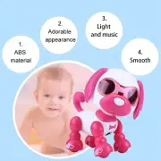 (Rose Red)Robot Dog Pet Toy Smart Kids Interactive Walking Sound Puppy LED CH