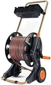 Garden Hose Cart, Portable Reinforced Light Standing Reel Storage Box for Indoor and Outdoor Car Cleaning Bathing Pets Cleaning The Floor,60 Meters Water Pipe Hose,One Color-60 Meters Water