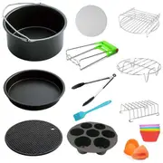 8 in Air Fryer Accessories Frying Cage Dish Baking Pan Rack Pizza Tray Pot
