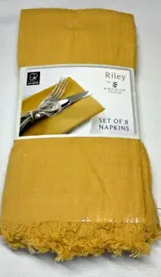 WIND RIVER STUDIO NAPKINS (8) TAN FRINGE 100% COTTON NIP