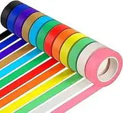 Colored Masking Tape - 12Pcs DIY Decorative Stickers Tape, Painters Tape Rolls for Arts & Crafts, Labeling